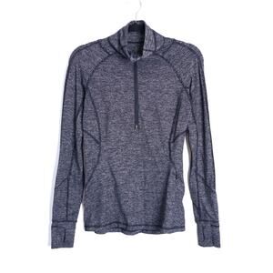LULULEMON 1/2 Zip Race Your Pace Top Black Heathered Stripe Active Women's 6